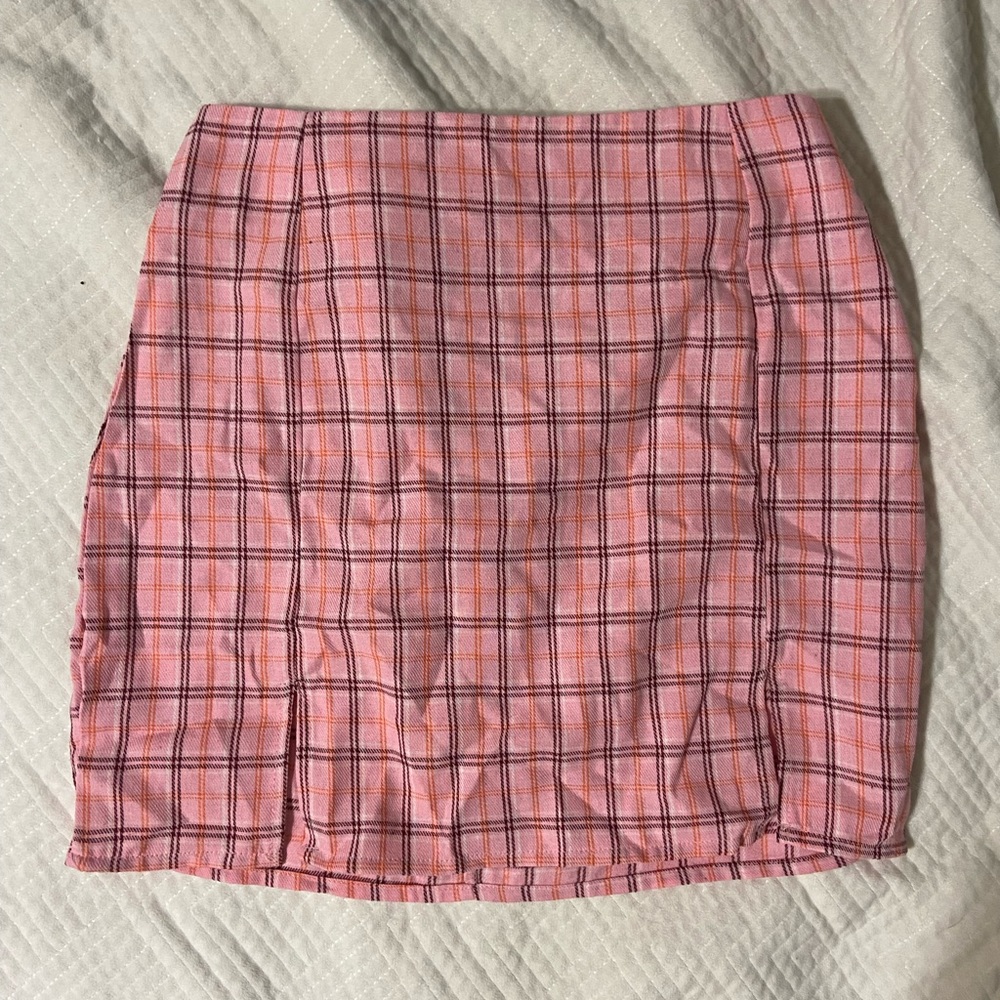 Pink Plaid Skirt, Size Small